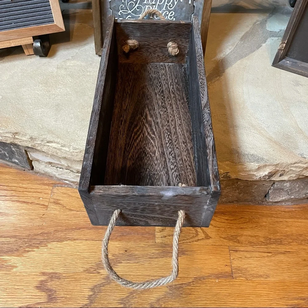 New Rustic Farmhouse Wood Bathroom Decor Toilet Paper Storage Caddy
